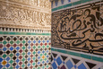 Colorful Mosaic Tile Work on the Columns in the Medersa Attarine 