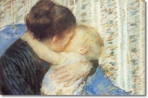 Mother and Child, A Goodnight Hug by Mary Cassatt 